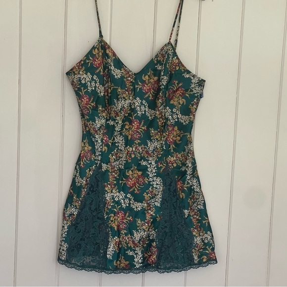 Victoria's Secret Other - Vintage Gold Label Victorias Secret Satin Babydoll Slip Dress Lingerie Green